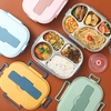 Bento Lunch Box 4 Compartiments Portable Étanche Bento Box pour Adultes Étudiants Hommes Femmes avec Ustensiles Bol à Soupe