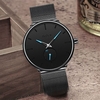 BIDEN Men Fashion Business Watch montre-bracelet ultra mince grand cadran noir montre maille bande bande