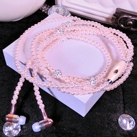 Bijoux collier de perles écouteurs stéréo avec Microphone 3.5mm casque intra-auriculaire casque filaire écouteurs pour téléphone filles