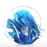 Blue Tropical Fish Glass Sculpture Décoration intérieure Verre Poisson