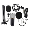 BM-800 Microphone à condensateur USB Support de montage de carte son pour enregistrement de chant de diffusion radio (noir et argent)