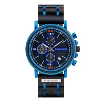 BOBO BIRD montre à Quartz en bois pour hommes,  bois et acier inoxydable combiné chronographe affichage lumineux montre-bracelet pour hommes