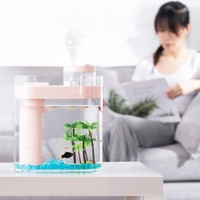 Bocal à poissons amphibie Desgeo avec pompe à eau à oxygène aquarium à visualisation écologique RGB LED boîte à poissons colorée