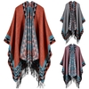 Boho Femmes Tricoté Shawl Poncho Faux Cashmere Géométrique Pattern Tassel Oversized Warm Long Cape