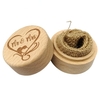 Boîte à bagues de mariage en bois de hêtre rond