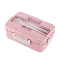 Boîte à bento étanche pour adultes avec boîte à lunch à 3 compartiments pour enfants avec cuillère et fourchette Boîte à repas sans BPA lavable au micro-ondes avec poignée