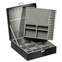Boîte à bijoux double couche étui de rangement pour bijoux en cuir PU
