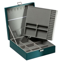Boîte à bijoux double couche étui de rangement pour bijoux en cuir PU