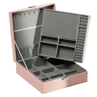 Boîte à bijoux double couche étui de rangement pour bijoux en cuir PU