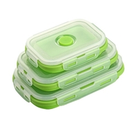 Boîte à lunch en silicone 1200 ml / 40, 6 oz Conteneur de stockage des aliments étanche aux fuites de grande capacité Conteneur de préparation de repas avec couvercle transparent Portable pliable pour le déjeuner de bureau d