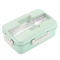Boîte à lunch portable étudiant étanche aux micro-ondes chauffant des récipients alimentaires divisés avec cuillère et baguettes