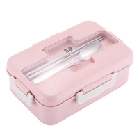 Boîte à lunch portable étudiant étanche aux micro-ondes chauffant des récipients alimentaires divisés avec cuillère et baguettes