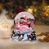 Boîte à musique boule de cristal pingouin cadeau de noël avec éclairage coloré décoration ornement résine artisanat boîte à musique locomotive de noël