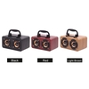 Boîte de haut-parleur en bois BT Portable boîte de son sans fil Mini haut-parleur rechargeable à double cornes lecteur Audio de style rétro Radio FM