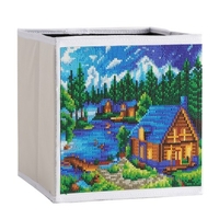 Boîte de rangement pliante de peinture de paysage de diamant de bricolage