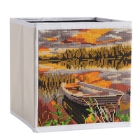 Boîte de rangement pliante de peinture de paysage de diamant de bricolage