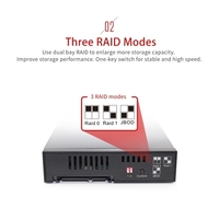 Boîtier de lecteur de disquette à double baie OImaster Modes RAID Disque dur SATA 2, 5 pouces en alliage d