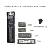 Boîtier SSD M2 Boîtier NVME Boîtier M.2 vers USB Type C 3.1 Adaptateur SSD pour double protocole NVME PCIE NGFF SATA Clé M / B Boîtier de disque SSD Boîtier SSD