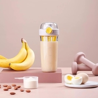 Bouteille Shaker Funjia avec poignée Tasse de mixage étanche de 500 ml avec bouteilles de mélange batteur Parfait pour les boissons protéinées et le pré-entraînement