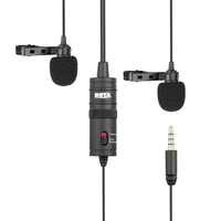 BOYA BY-M1DM Double Omni-directional Micro cravate Revers Clip-on Microphone à condensateur pour Canon Nikon Sony DSLR Caméra Caméscope pour iPhone Samsung Huawei Smartphone Enregistreurs Audio PC et autres enregistrements trompeurs