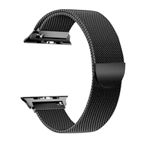Bracelet de montre en acier inoxydable remplaçable Bracelet à boucle magnétique milanaise Compatible avec Apple Watch 2/3/4/5/6 / se 42 / 44mm noir