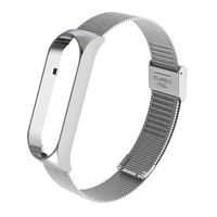 Bracelet de montre intelligente Bracelet de remplacement Bracelet de montre Ceinture Double boucle élastique Bracelet en métal en acier inoxydable Compatible avec Xiaomi Mi Band 5