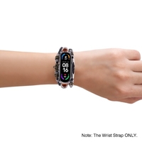 Bracelet de remplacement rétro pour bracelet en cuir Mi Band 6/6 NFC Compatible avec bracelet en cuir de remplacement Xiaomi Mi Band 5 Bracelet de perles en cuir