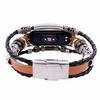 Bracelet de remplacement rétro pour bracelet en cuir Mi Band 6/6 NFC Compatible avec bracelet en cuir de remplacement Xiaomi Mi Band 5 Bracelet de perles en cuir