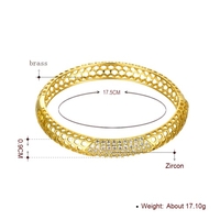 Bracelet jonc à hexagones creux en laiton intégrée avec Zircon AAA avec une ouverture Golden & Golden Rose Fashional accessoires pour femmes