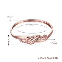 Bracelet jonc en laiton intégrée avec Zircon AAA avec une ouverture & agita lignes creuses Golden & Golden Rose Fashional accessoires pour femmes