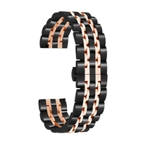 Bracelets de montre en acier inoxydable de 22 mm avec extrémité droite Bracelet de montre à dégagement rapide Bracelet de montre poli avec boucle papillon Compatible avec montre intelligente / traditionnelle de 22 mm