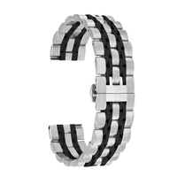 Bracelets de montre en acier inoxydable de 22 mm avec extrémité droite Bracelet de montre à dégagement rapide Bracelet de montre poli avec boucle papillon Compatible avec montre intelligente / traditionnelle de 22 mm
