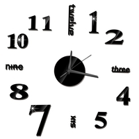 Bricolage horloge murale miroir sans cadre horloge murale grands autocollants muraux muets pour salon décorations pour la maison