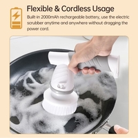 Brosse de nettoyage électrique sans fil à main avec 4 têtes de brosse remplaçables