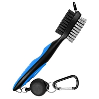 Brosse pour club de golf Têtes de brosse doubles Cordon de tyrolienne rétractable Outil de nettoyage des rainures pour club de golf