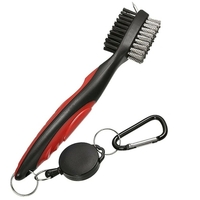 Brosse pour club de golf Têtes de brosse doubles Cordon de tyrolienne rétractable Outil de nettoyage des rainures pour club de golf