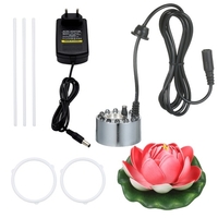 Brumisateur à ultrasons KKmoon 24V 24W avec 12 lampes à LED Atomiseur de brouillard Aquarium Bubbler avec fleur artificielle et support Fogger pour Fish Tank Small Rockery Bonsai Accessory US Plug