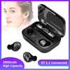 BT5.1 Écouteur Sport Connecté Écouteur avec Capteur Tactile Sensible Contrôle Multifonctionnel 2000mAh Boîte de Charge Haute Capacité Mini Portable pour Cadeau Présent Noir