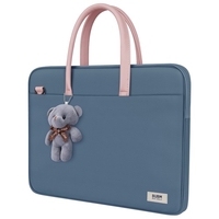 BUBM Sacoche pour ordinateur portable avec pendentif ours Grande capacité Résistant aux rayures Durable Pratique pour transporter la lumière et le gris fin 14 pouces