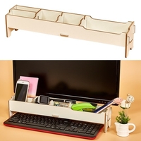 Bureau Multifonctionnel Moniteur Riser Stand avec Stockage Slolts pour Papeterie Clavier Bureau École Accueil Fournitures