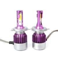 C6 Universal Car LED Phare Violet Auto Modifié Lampe de Conversion Kit COB Ampoules Lampes Lumière Blanche 6500K