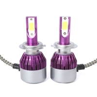 C6 Universal Car LED Phare Violet Auto Modifié Lampe de Conversion Kit COB Ampoules Lampes Lumière Blanche 6500K