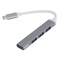 C809 Type C USB Hub 4-Port USB 3.0 Data Hub Adapter Portable USB 3.0 Hub Extension Cable Splitter 4 Ports High Speed Cable Splitter Aluminum Alloy or Phone Computer Pad