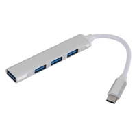 C809 Type C USB Hub 4-Port USB 3.0 Data Hub Adapter Portable USB 3.0 Hub Extension Cable Splitter 4 Ports High Speed Cable Splitter Aluminum Alloy or Phone Computer Pad