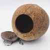 Cabane à oiseaux en noix de coco avec ouverture en coquille de coco pour oiseaux de petite à moyenne maison de nidification pour terrasse en cage avec boucle de suspension