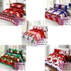 Cadeau de Noël 4pcs Coton Matériel 3D Imprimé Joyeux Cartoon Père Noël Comfort Profonde Pocket Ensemble de literie Literie couette Housse de couette Drap 2 taies