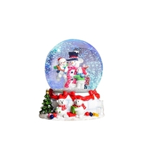 Cadeau de Noël Pingouin Boule de Cristal Boîte à Musique avec Éclairage Coloré Décoration Ornement Résine Artisanat Boîte à Musique bonhomme de neige boule de cristal