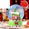 Cadeau de Noël Pingouin Boule de Cristal Boîte à Musique avec Éclairage Coloré Décoration Ornement Résine Artisanat Boîte à Musique Maison de Pain d