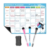 Calendrier magnétique effaçable à sec Tableau blanc Aimant pour réfrigérateur Autocollants de message"idien flexibles avec 3 stylos pour tableau 1 Gomme pour organisateur hebdomadaire Planificateur d
