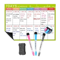 Calendrier magnétique effaçable à sec Tableau blanc Aimant pour réfrigérateur Autocollants de message"idien flexibles avec 3 stylos pour tableau 1 Gomme pour organisateur hebdomadaire Planificateur d